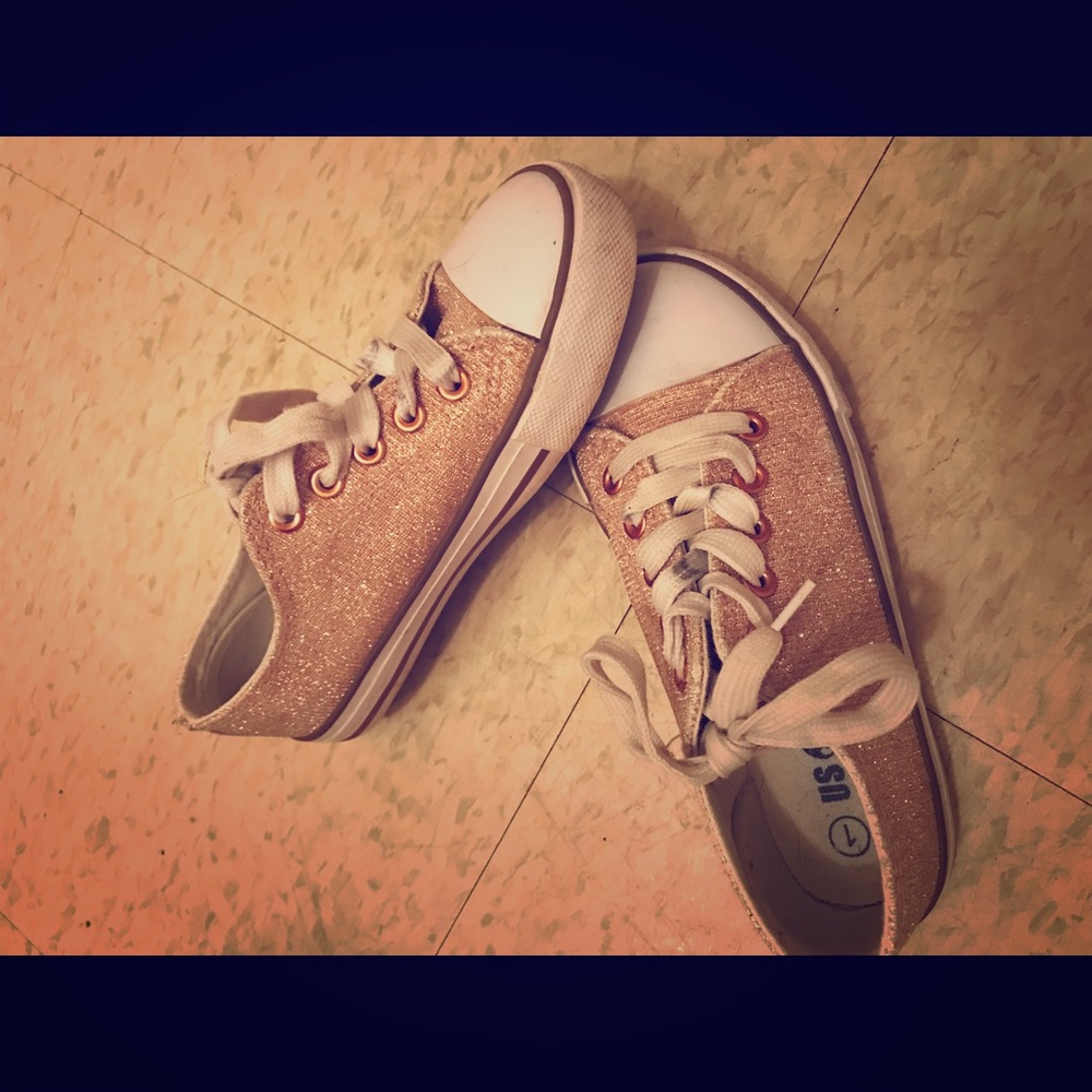 “Converse Style” pink glitter shoes